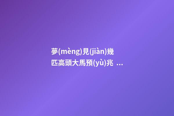 夢(mèng)見(jiàn)幾匹高頭大馬預(yù)兆，大宋異聞錄和尚、廟神、貴人、巫師
